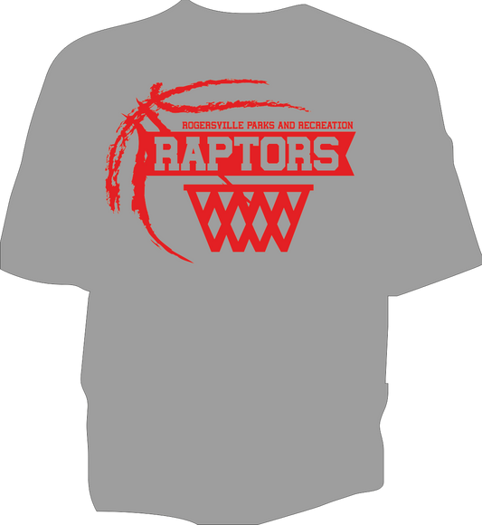 M&O GREY T-SHIRTS RAPTORS PEE WEE BOYS AND ROOKIE BOYS